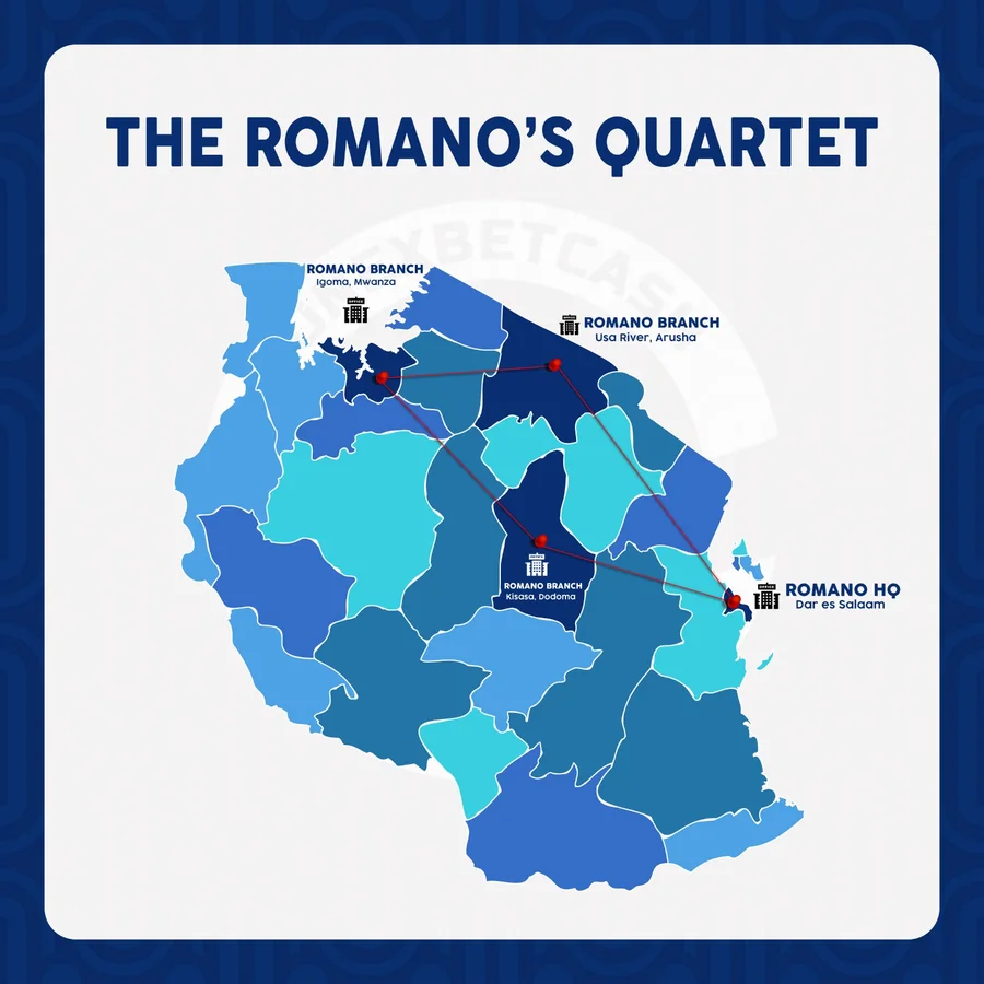 Ramani ya matawi ya Romano Pay Tanzania
